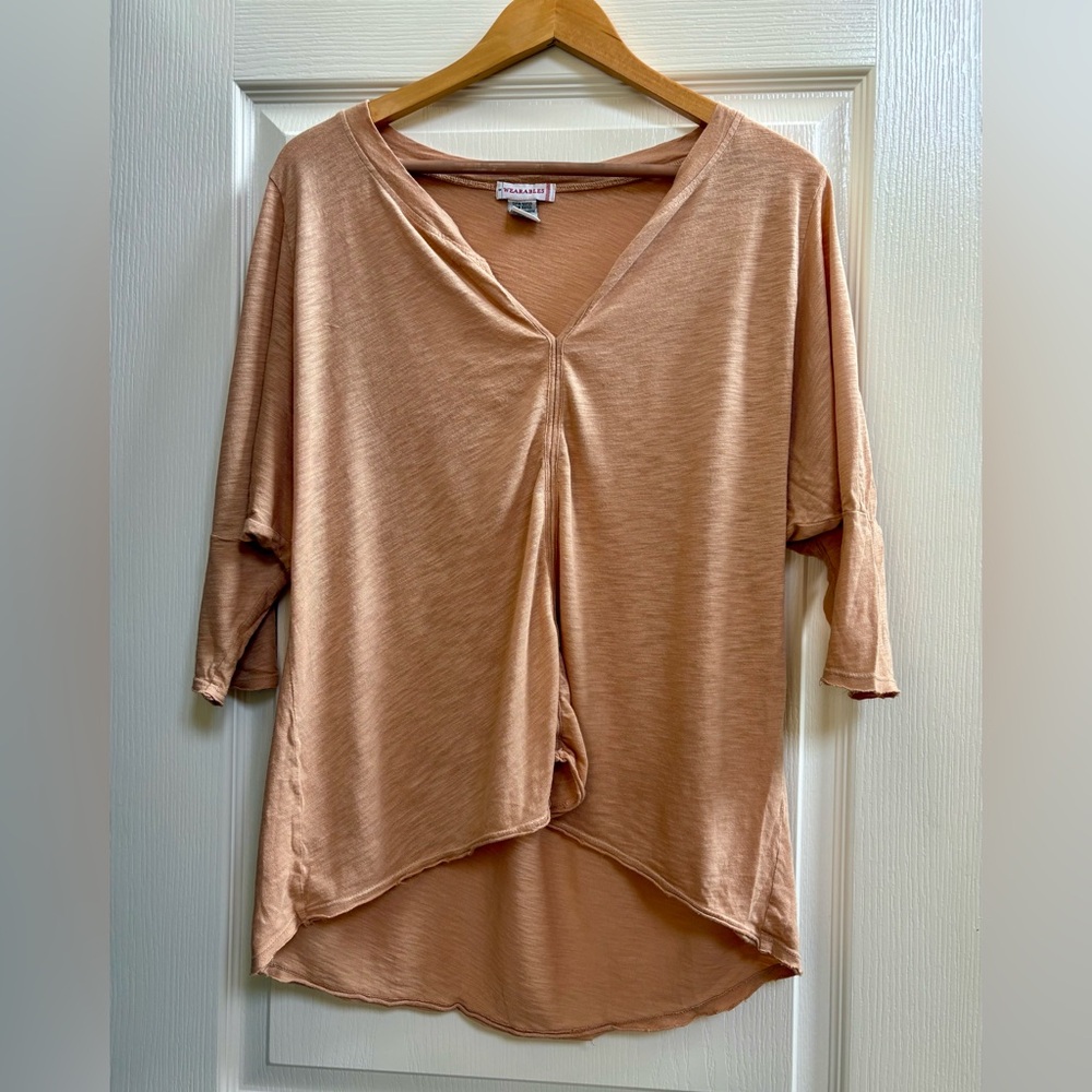 Casual Dolman vneck top layer in peach